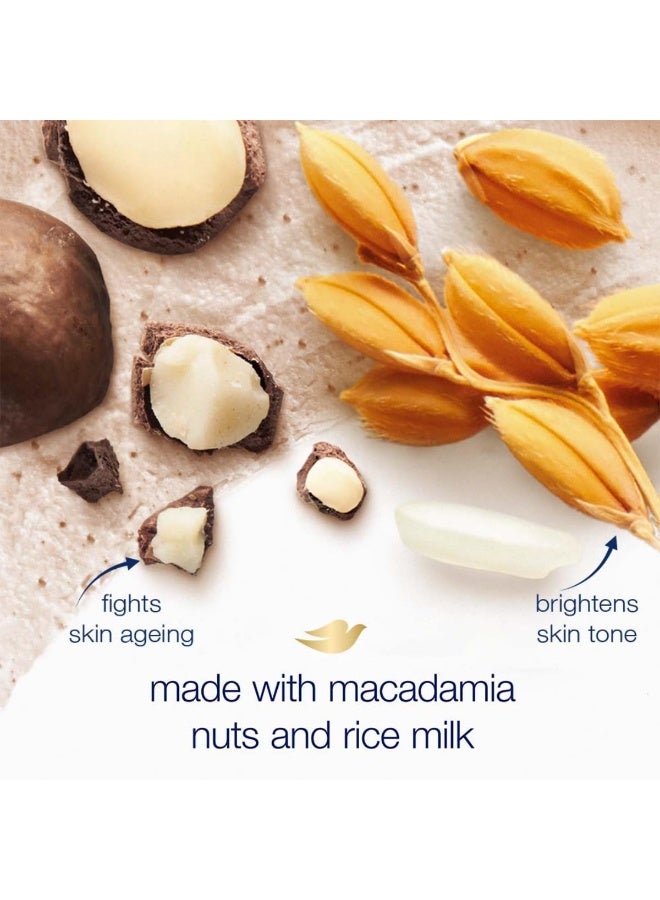 دوف مقشر الجسم دوف | مقشر للجسم | مغذي بعمق بمسحوق المكاديميا وحليب الأرز | يرطب ويفتح البشرة | خالٍ من الكبريتات | 298 غرام - Image 4